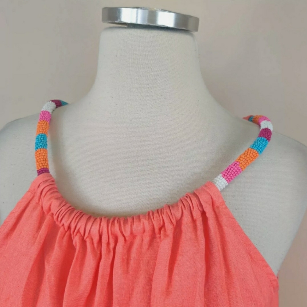 🏝 St Tropez west coral linen dress size small 🦀 - Picture 3 of 8